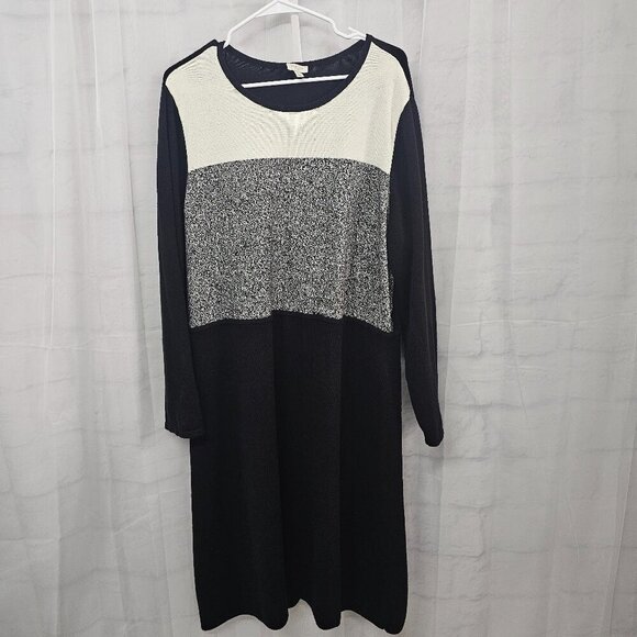 Talbots Dress Black Gray Knit Midi Shift Classic Preppy Office Business 3X - Picture 7 of 10